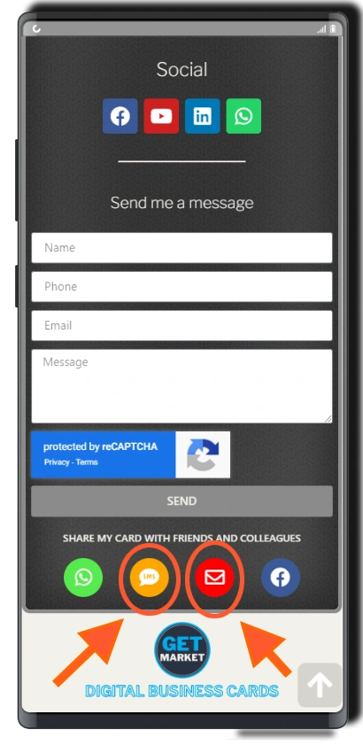 Share digital business card using SMS and Mail 1 - Home